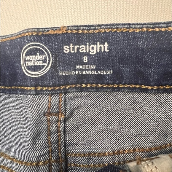 NWT Wonder Nation Girl's Dark Blue Straight Leg Jeans Clean Core Size 8 (H1) - Picture 6 of 7